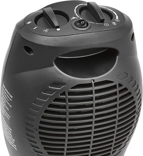 Amazon Basics 1500W Oscillating Ceramic Heater with Adjustable Thermostat, Black - Image 2