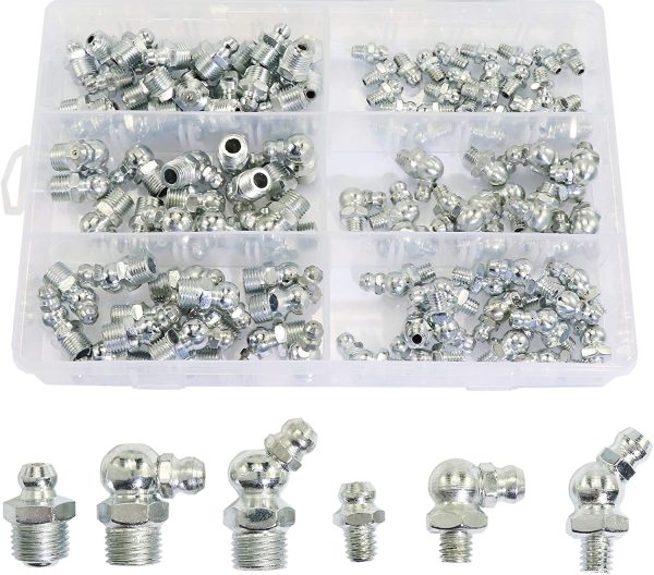 120-Pieces MM Metric Hydraulic Grease Fitting Assortment Set - M6 M10 Straight, 45-Degree, 90-Degree Angled Zerk - Image 6