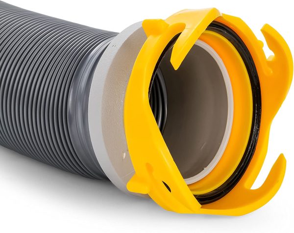 39665 Deluxe 10' Sewer Hose Extension - Heavy Duty Design with Swivel Fittings, Easy to Use and Compresses for Simple Storage, Storage Caps Included , Gray - Image 4