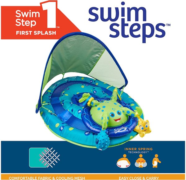 SwimWays Inflatable Baby Spring Octopus Pool Float Activity Center with Canopy - Image 7