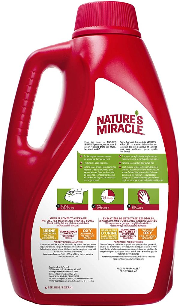 Nature's Miracle Advanced Stain & Odor Remover Just for Cats, Pet Stain Eliminator, 3.7 Litres - Image 4