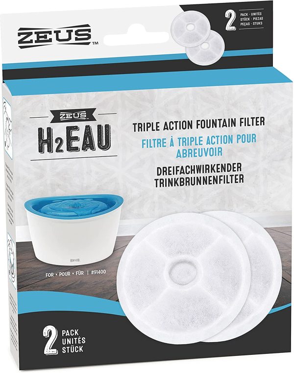 Zeus H2EAU Triple Action Fountain Filters - 2 Pack