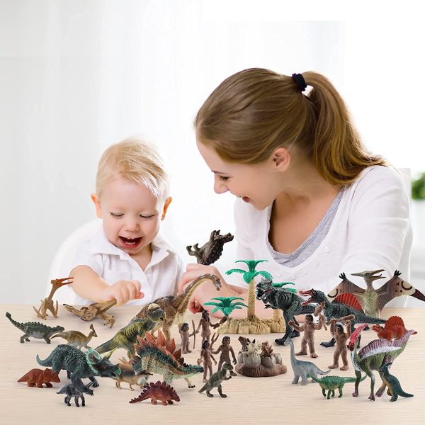 OR OR TU 30PCS Realistic Dinosaur Toys Figures for Boys Kids 3-7 Years Old Take Apart Dinosaur Egg,Trees,Hunters,Tyrannosaurus Rex,Triceratops Early Educational Dinosaur Playset Best Gift - Image 6