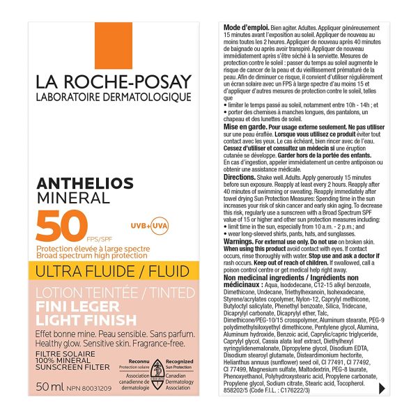 La Roche-Posay Sunscreen Lotion, Anthelios Tinted Mineral Sunscreen Ultra-Fluid Lotion Face Broad Spectrum SPF 50 Titanium Dioxide, Fragrance Free, 50ml - Image 6