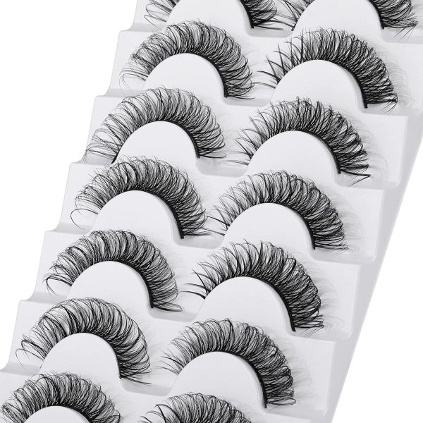 JIMIRE Faux Mink Eyelashes D Curl Wispy Thin Russian Strip 15MM 3D Eyelash Natural Look 7 Pairs Pack - Image 3