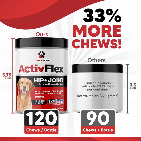 ActivFlex - Glucosamine for Dogs Hip and Joint Supplement - Safe Joint Support for Dogs - Natural Dog Joint Supplement with Glucosamine Chondroitin MSM Turmeric - 120 Dog Arthritis Pain Relief Chews - Image 4