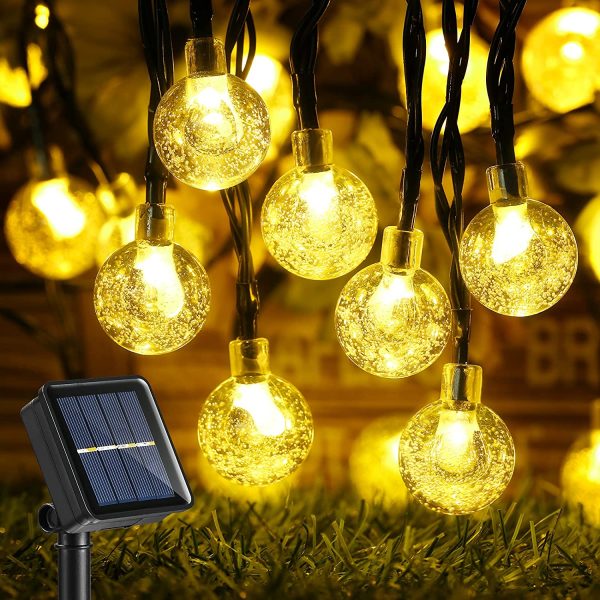 Joomer Outdoor Solar String Lights 39Ft 60 LED Upgraded Solar String Lights,8 Modes Waterproof Crystal Ball Lights Solar Fairy Patio Lights for Garden, Lawn, Porch, Gazebo, Bistro(Warm White) - Image 7