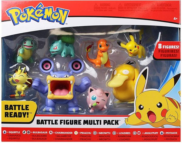 Pokémon Battle Action Figure Multi 8 Pack - Comes with 2??Pikachu, 2??Bulbasaur, 2??Squirtle, 2??Charmander, 2??Meowth, 2" Jigglypuff, 3??Loudred, and 3??Psyduck