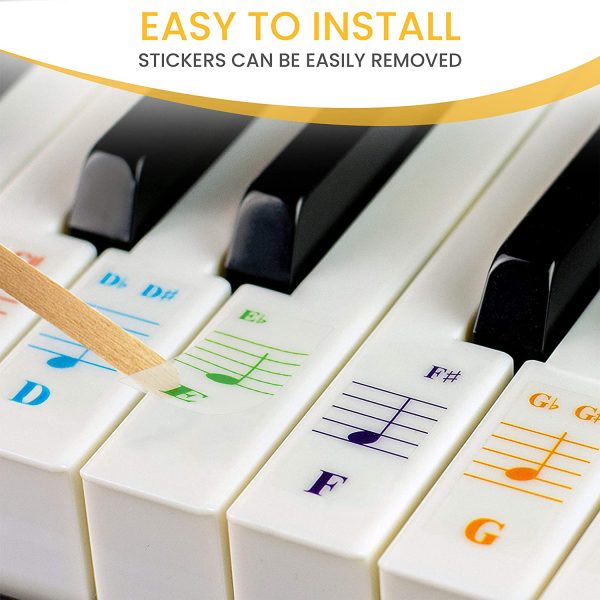 Color Piano Stickers for 88/76/61/54/49/37 Key Keyboards ??Transparent and Removable: Made in USA