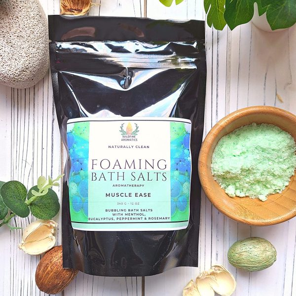 Muscle Ease Foaming Bath Salts Menthol Eucalyptus Bubble Bath Wildfire Aromatics 12 oz resealable bag - Image 5