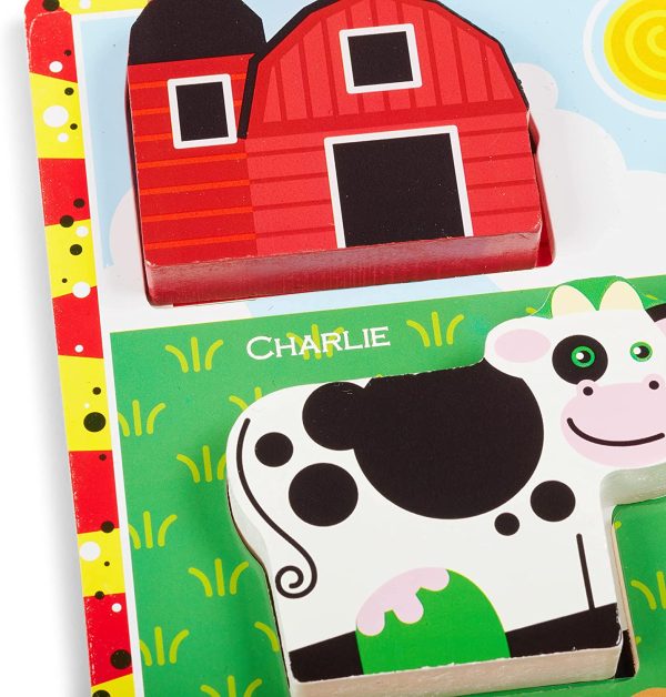 Melissa & Doug Farm Chunky Puzzle (Preschool, Chunky Wooden Pieces, Full-Color Pictures, 8 Pieces, Great Gift for Girls and Boys - Best for 2, 3, and 4 Year Olds)