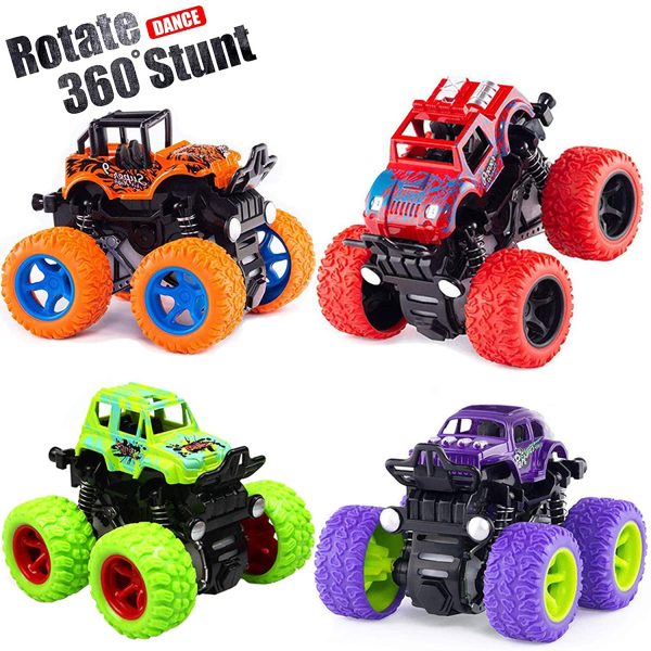 Monster Truck Toy Cars for Boys, 4 Pack Push Cars for Toddlers, 360 Degree Rotation 4 Wheels Drive Durable Friction Powered Car Toys for Christmas Kids Birthday Party, Gift for 3 4 5 6 7 8 Year Old Boys Girls - Image 3