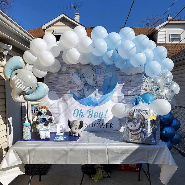 AMOVO Balloon Garland kit pcs Party Balloon Arch kit Blue White Chrome Balloons Party Decoration Baby Show Birthday Wedding Pastel Balloon Decor (PCS- Blue White) - Image 4