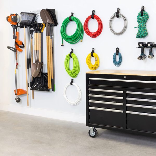 BLAT Tool Storage Rack, Garage Wall Mount Organizer, Heavy-Duty Solid Steel Max 200 lbs, Holds Garden Tools, Shovels, Rakes, Brooms, Cords, Hoses, Ropes, and More