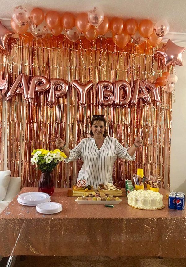 (Upgraded)Birthday Decorations, 79 PCS Rose Gold Birthday Party Decorations Party Supplies Confetti Balloons with Happy Birthday Banner Foil Fringe Curtains for Woman Mom Girl 16th 18th 21st 30th 50th - Image 5