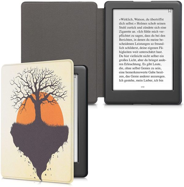 kwmobile Case Compatible with Kobo Glo HD/Touch 2.0 - Case PU e-Reader Cover - Setting Sun Black/Orange/Beige - Image 2