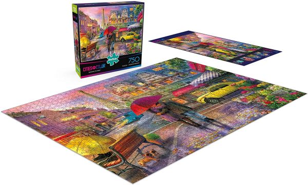 Buffalo Games - Cities in Color - Raining in Paris - 750 Piece Jigsaw Puzzle Red, Green,Yellow, 24" L X 18" W - Image 6