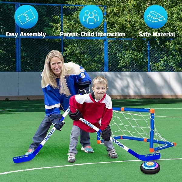 AoHu 2 in 1 Hover Hockey Soccer Ball Set Boys Toys,Rechargeable Indoor & Outdoor Hovering Hockey Game with 3 Goals and LED,Air Power Hockey and Soccer Ball Sports Gifts for 3 -12 Year Old Kids??Blue?? - Image 5