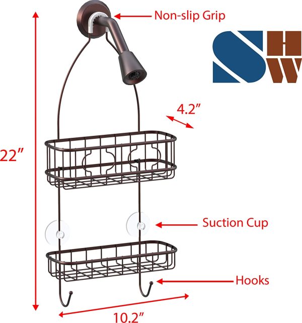 SimpleHouseware Shower Caddy Hanging Over Shower Head Organizer, Bronze