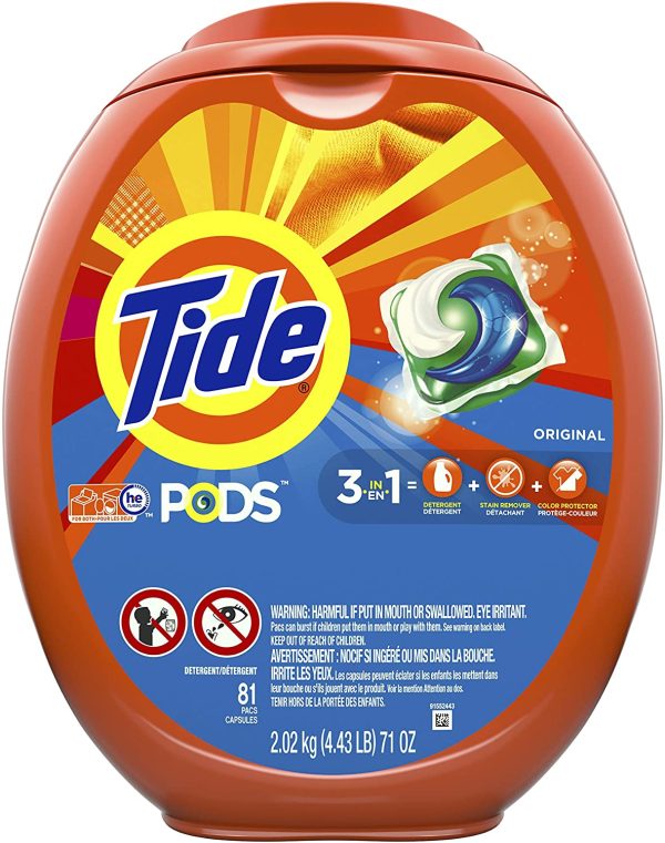 Tide PODS, Laundry Detergent Liquid Pacs, Original, 81 Count - Packaging May Vary