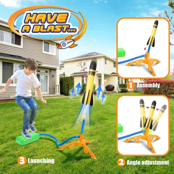 Toys for 3-12 Year Old Boys, CHIMMY Rocket Kit Outdoor Toys for Kids 3-12 Rocket Set Birthday Gifts for Girls Age 3-12 Outside Toys Air Rocket for 3-12 Year Old Girls Fun Toys for Boys Blue - Image 4