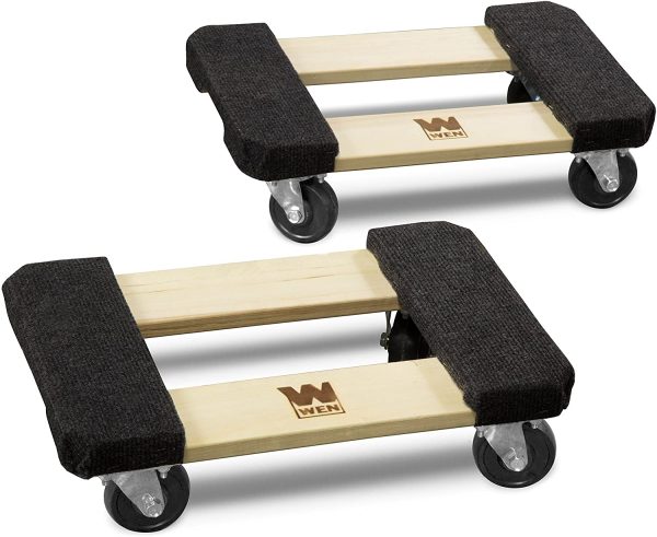 WEN 721218 1000-Pound Capacity 12-by-18-Inch Hardwood Mover’S Dolly, 2-Pack