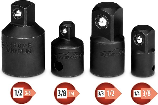 4 Pieces -  Impact Socket Adapter and Reducer Set, Cr-V - Image 2