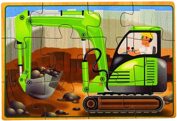 Melissa and Doug Construction Vehicles 4-in-1 Wooden Jigsaw Floor 12-Piece Puzzles, Beautiful Original Artwork, Sturdy Cardboard Pieces, 48 Pieces - Image 2