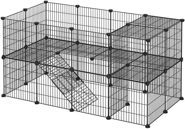 SONGMICS Pet Playpen, Apartment-Style Two-Storey Bunny Fence for Guinea Pigs, Bunnies ULPI02H - Image 5