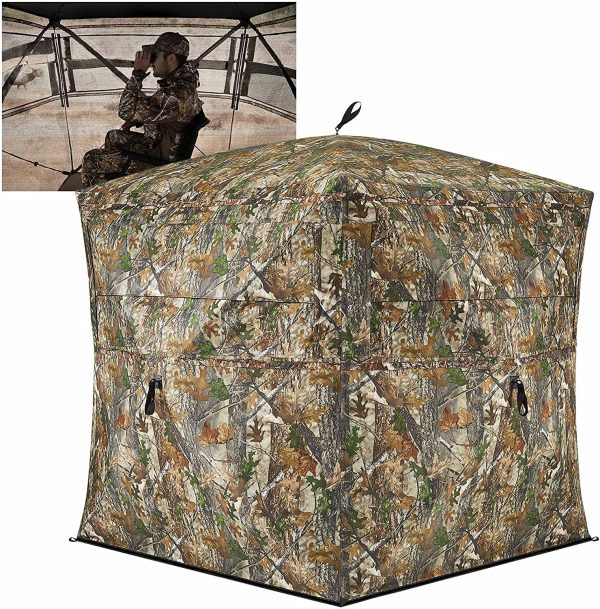 TIDEWE Hunting Blind See Through with Carrying Bag, 2-3 Person Pop Up Ground Blinds 270 Degree, Portable Durable Hunting Tent for Deer & Turkey Hunting (Camouflage) - Image 4