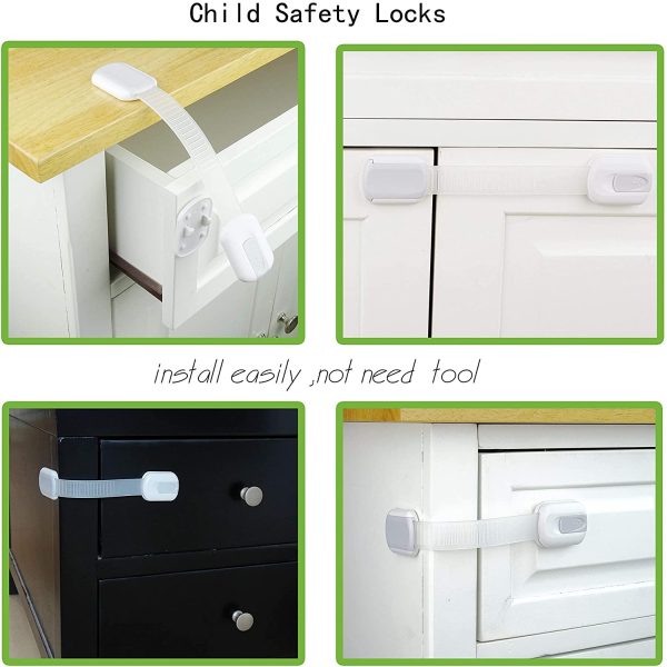 Child Proof Baby Safety Locks for Cabinet Locks Extra 3M Adhesive No Screws for Drawers Cupboard Doors (6Pack Child Safety Cabinet Locks) - Image 5