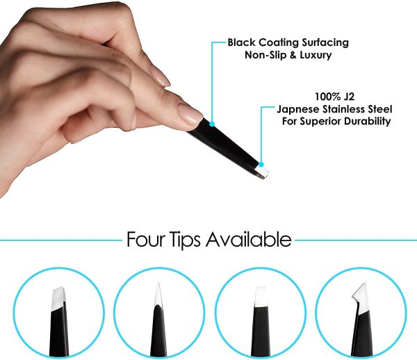 Candure Eyebrow Tweezers Set for Professionals (5Piece) ?C Stainless Steel Precision Tweezers for Ingrown Hair, Facial Hair, Splinter and Blackhead Remover - Image 4