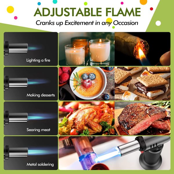 Kitchen Torch for Creme Brulee, Refillable Blow Torch Cooking with Fuel Gauge , Butane Torch Lighter with Adjustable Flame for Baking, Searing, DIY, Crafting and Resin - Image 9