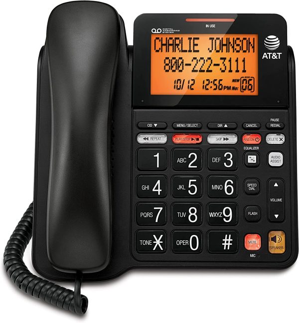 Corded Phone with 25 min Digital Answering Machine, Backlit Tilt Display, Audio Assist, Speakerphone, A/C Power (CL4940BK), Black - Image 3