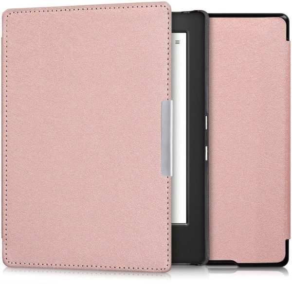 kwmobile Case Compatible with Kobo Aura H2O Edition 1 - Book Style PU Leather e-Reader Cover Folio Case - Rose Gold - Image 2