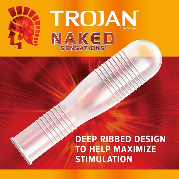 TROJAN Naked Sensations Ultra Ribbed Lubricated Latex Condoms, 24 Count - Image 3