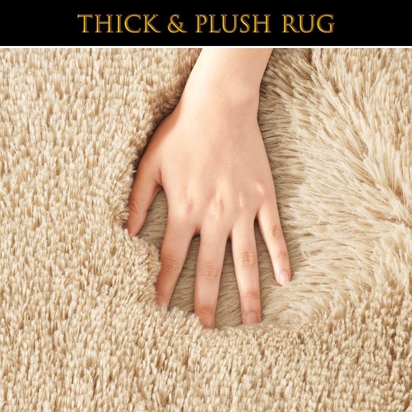 Pacapet Fluffy Area Rugs, Beige Shag Rug for Bedroom, Plush Furry Rugs for Living Room, Fuzzy Carpet for Kid's Room, Nursery, Home Decor 3 x 5 Feet - Image 7