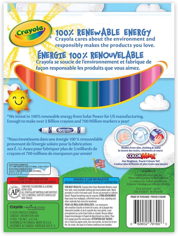 Crayola 56-7916 16 Washable Broad Line Markers, Colossal, School and Craft Supplies, Drawing Gift for Boys and Girls, Kids, Teens Ages 5, 6,7, 8 and Up, Back to school, School supplies, Arts and Crafts, Gifting - Image 3