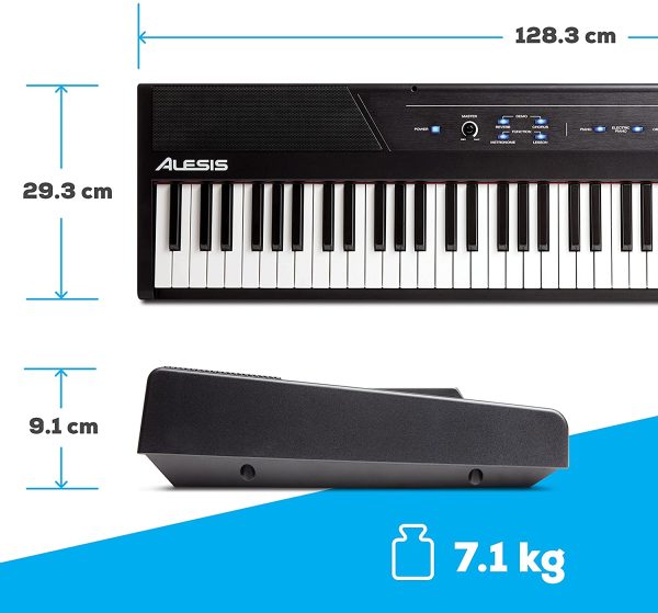 Alesis Recital ?C 88 Key Digital Electric Piano / Keyboard with Semi Weighted Keys, Power Supply, Built-In Speakers and 5 Premium Voices