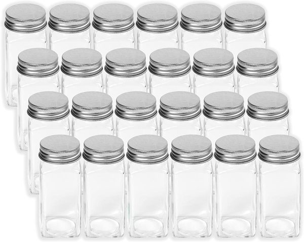 SimpleHouseware Spice Jars 4 Ounce Square Bottles w/labels, 24-Pack - Image 2