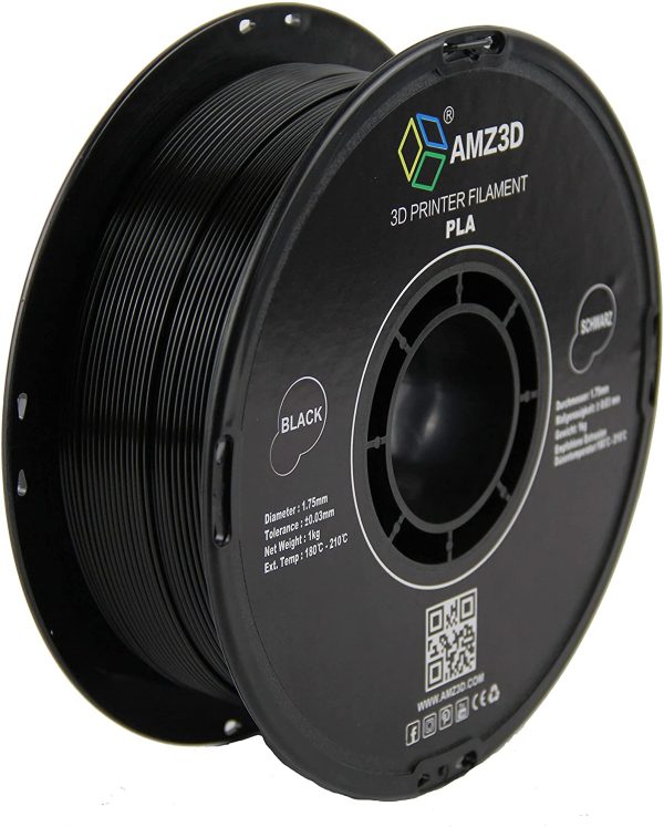 1.75mm PLA 3D Printer Filament, Black, 1 Kg spool (2.2 lbs) - Image 2