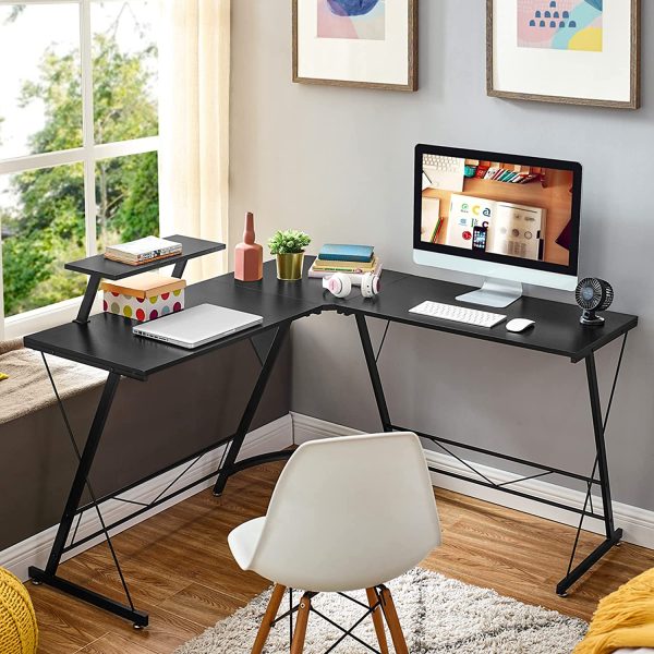 L-Shaped Desk 50.8" Computer Corner Desk, Home Gaming Desk, Office Writing Workstation with Large Monitor Stand, Space-Saving, Easy to Assemble, Black - Image 5