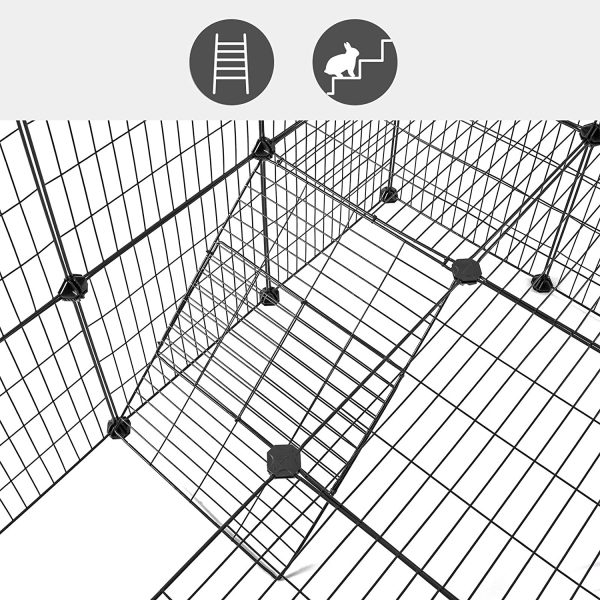 SONGMICS Pet Playpen, Apartment-Style Two-Storey Bunny Fence for Guinea Pigs, Bunnies ULPI02H - Image 7