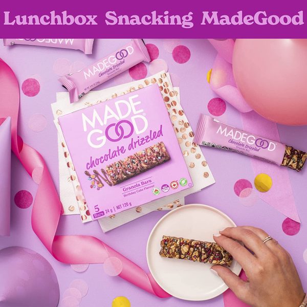 MadeGood Birthday Cake Drizzled Granola Bars, 24g x 30 Bars; Non-GMO, Nut Free, Organic, Vegan, Gluten-Free - Image 7