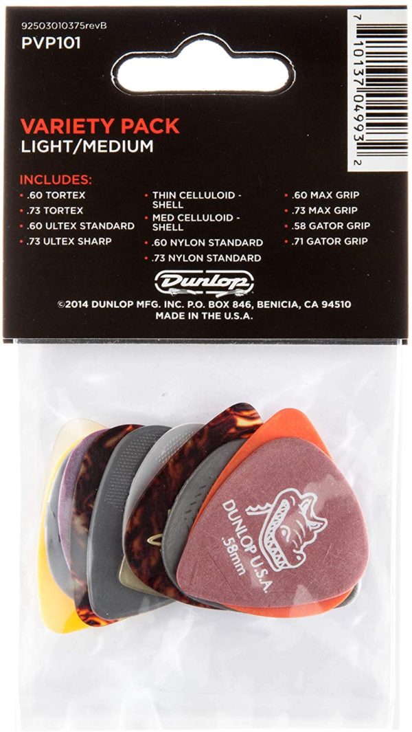 Jim Dunlop GA030PVP101 12 Pick Variety Pack, Light/Medium