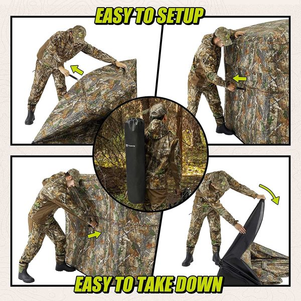 TIDEWE Hunting Blind See Through with Carrying Bag, 2-3 Person Pop Up Ground Blinds 270 Degree, Portable Durable Hunting Tent for Deer & Turkey Hunting (Camouflage) - Image 2