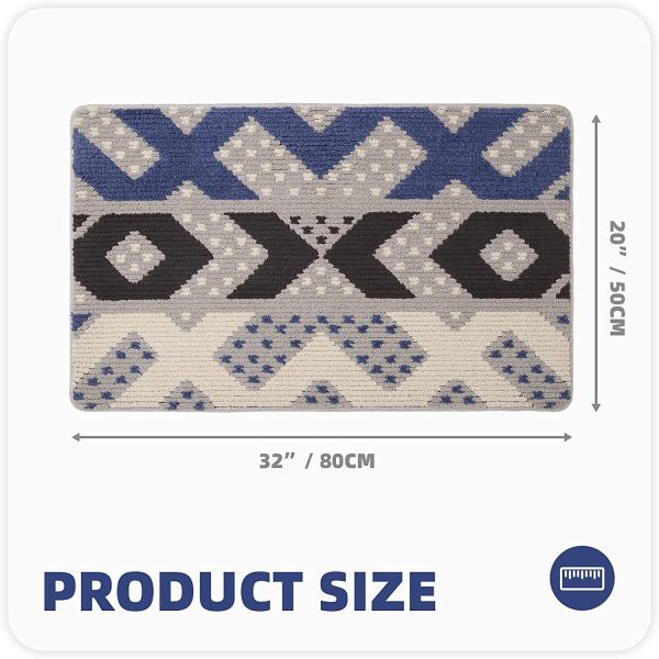 Color G Doormat, Indoor & Outdoor Entrance Mat Geometric Patterns Waterproof Front Door Mat Outside Effective Scraping of Dirt, Non Slip Washable (20"x32", Black-Blue) - Image 5