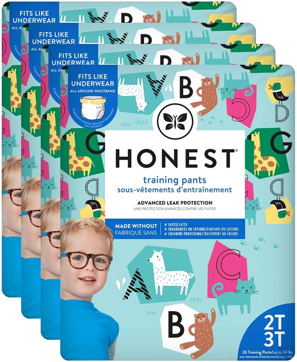 The Honest Company Toddler Training pants, Animal Abcs, 2T/3T, 104 Count