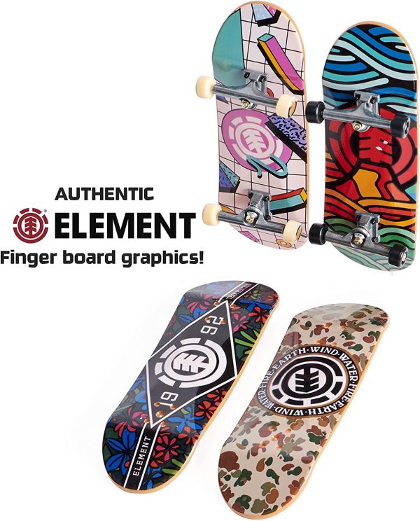 Tech Deck, Ultra DLX Fingerboard 4-Pack, Element Skateboards, Collectible and Customizable Mini Skateboards - Image 5