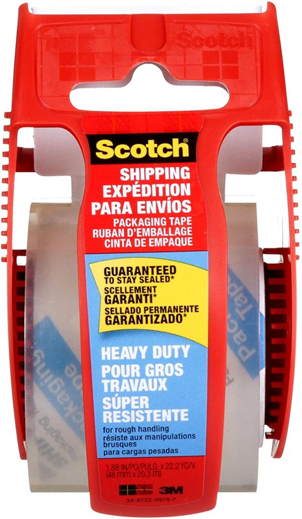 Scotch Heavy Duty Shipping Packaging Tape, 1 Roll with Dispenser, 1.88" x 22.2 Yards, 1.5" Core, Great for Packing, Shipping & Moving, Clear (142) - Image 4